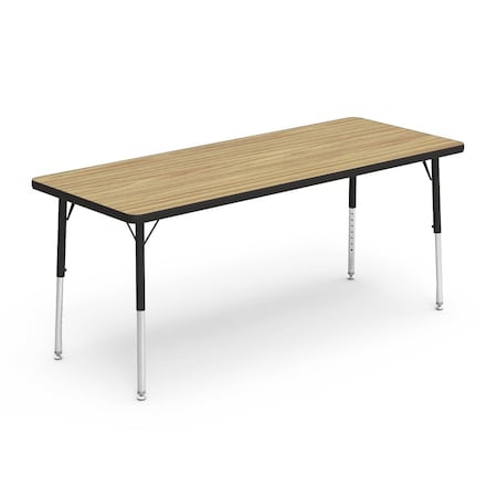 Virco 24 in. W, 60 in. L, 17-25 in. H, Medium Oak Top / Black Edge 482460LO
